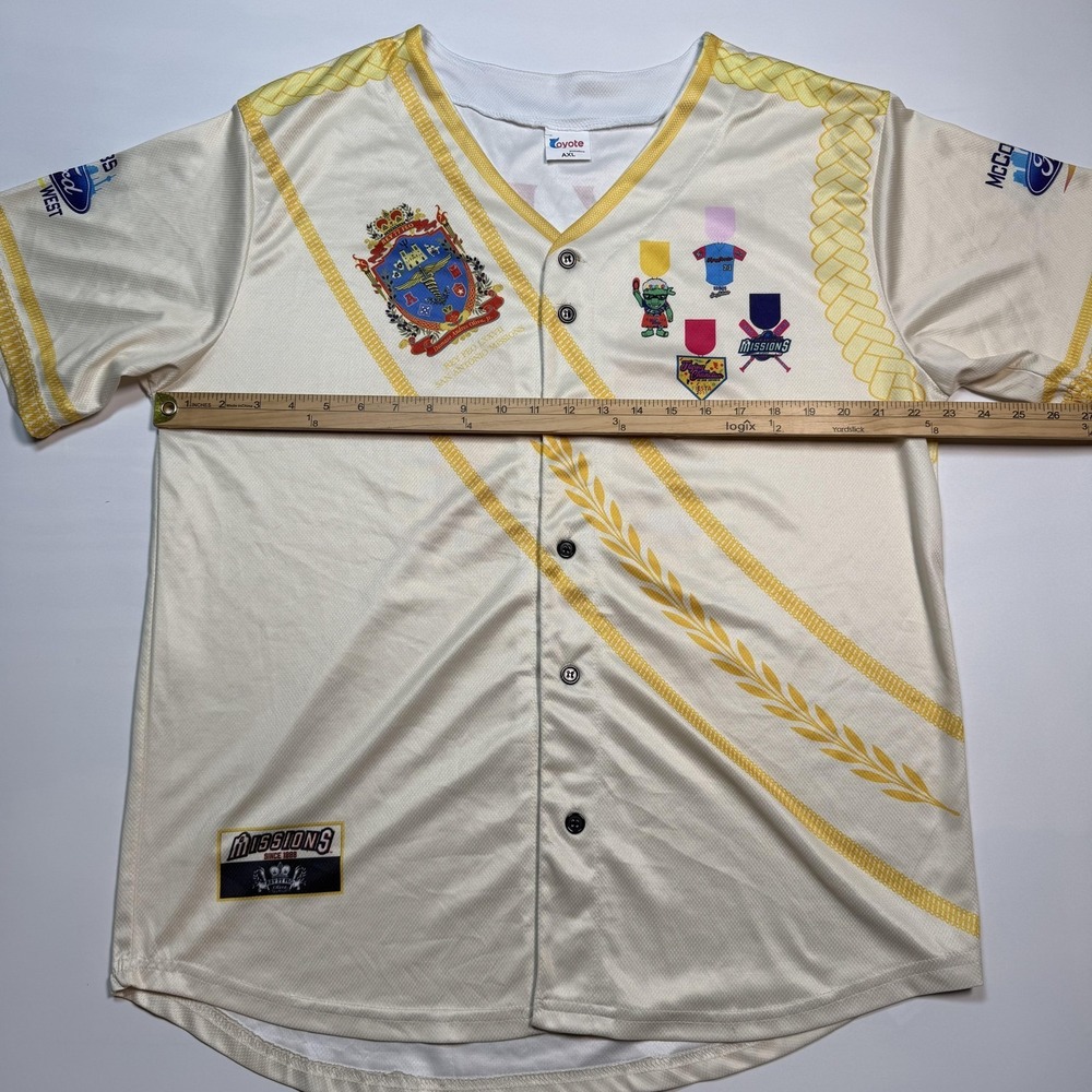 San Antonio Missions Jersey Mens XL White Baseball Rey Feo 77 Fiesta Promo - Picture 8 of 9